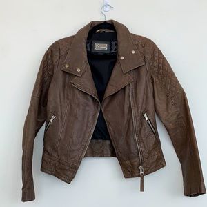Mackage brown leather moto jacket